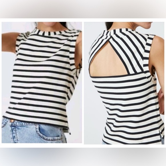 Maeve Black and White Striped Top with Opem Back detail XS - Picture 1 of 6